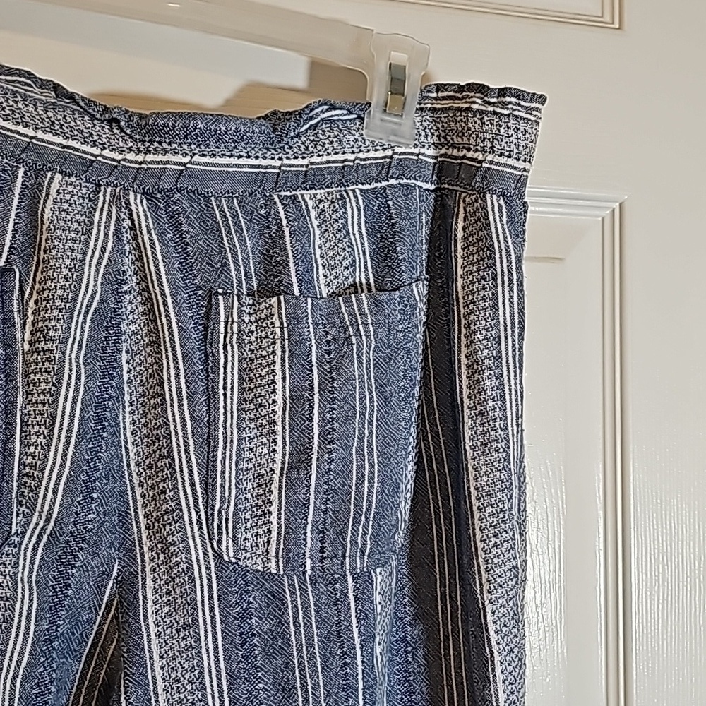 Rewind Striped Linen Blend 4 Pocket Drawstring Wide Leg Trouser Pants Size XL - Picture 4 of 11